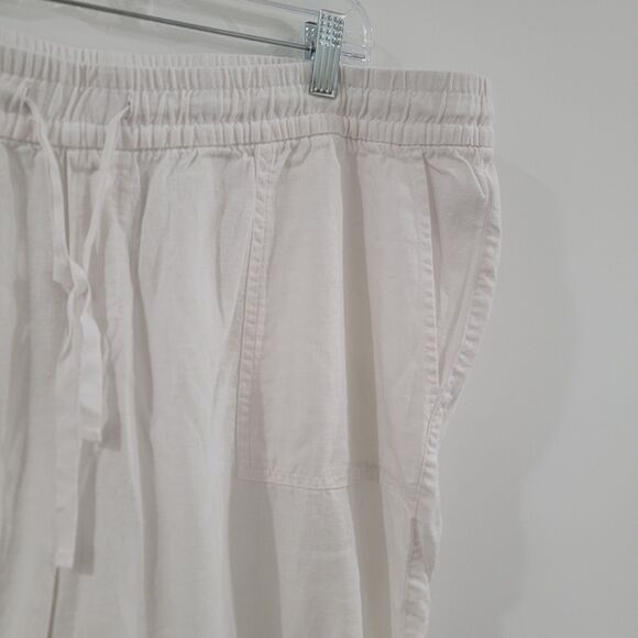 Old Navy Womens Linen Blend Pants Capris White Coastal Grandma New England - Picture 3 of 8